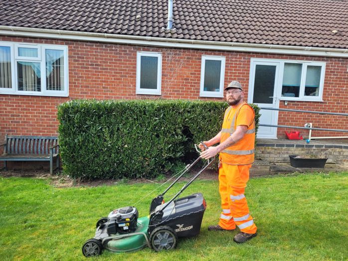 Field Team Owner, Craig mowing the lawn at RWP